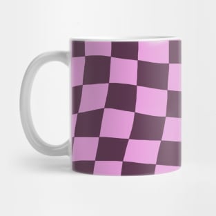 Dark Purple and Pink Distorted Warped Checkerboard Pattern I Mug